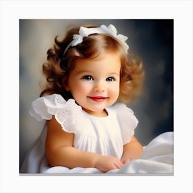 Little Girl In White Dress 1 Canvas Print