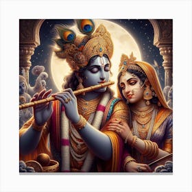 Krishna plays flute for Radha for the last time 1 Canvas Print