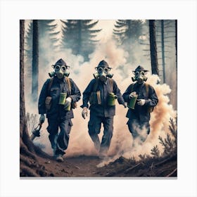 Fire Fighters In The Forest Canvas Print