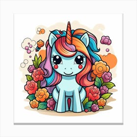 Unicorn With Flowers 4 Canvas Print