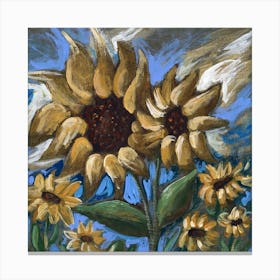 Sunflowers - square painting Anton Maliar floral blue yellow Canvas Print