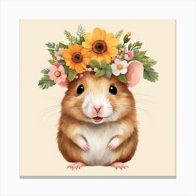 Floral Baby Hamster Nursery Illustration (12) Canvas Print