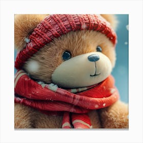 Teddy Bear In Winter Canvas Print