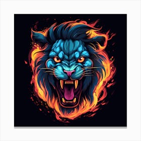 Lion In Flames Canvas Print