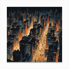 Cityscape At Night 9 Canvas Print