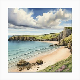 A Picture Of Barafundle Bay Beach Pembroke shire Wales 3 Canvas Print