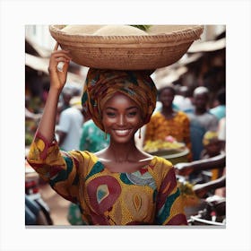 Nigerian Woman With Basket Canvas Print