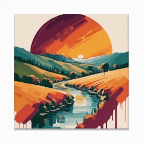 The wide, multi-colored array has circular shapes that create a picturesque landscape 9 Canvas Print