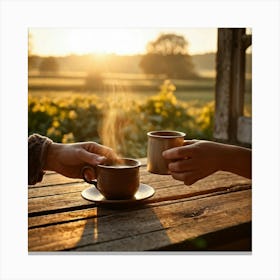 Two People Drinking Coffee Canvas Print