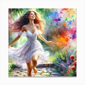 Girl In A Garden Canvas Print