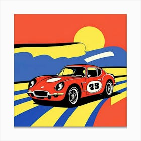 Vibrant Halftone Racing Scene Artwork Canvas Print