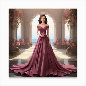 Off The Shoulder Wedding Dress Canvas Print