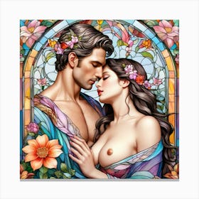 Stained Glass Couple Canvas Print