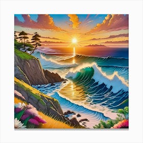 Sunset At The Beach 3 Canvas Print