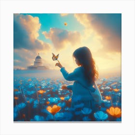 Butterfly In The Field Canvas Print