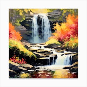 Waterfall In Autumn Canvas Print