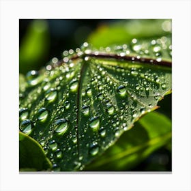 Water Droplets On A Leaf Canvas Print