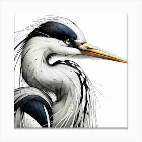 Crane Portrait Color Drawing - Wild Bird Artwork 108 Canvas Print