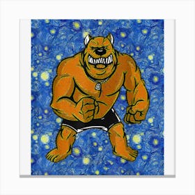 Starry Night Angry Dog Pitbull Canvas Print