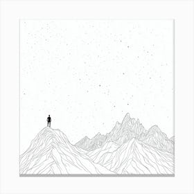 Man Standing On Top Of A Mountain Canvas Print