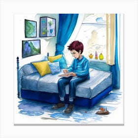 Boy In Bed Canvas Print