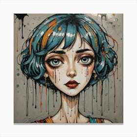 Girl With Blue Hair 3 Canvas Print