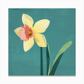 Daffodil 1 Square Flower Illustration Canvas Print