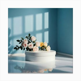 White Vase With Flowers 3 Canvas Print