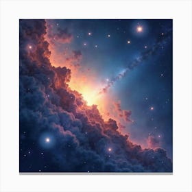 Celestial Nebulae In Watercolor With Glowing Star Clusters 1 Canvas Print