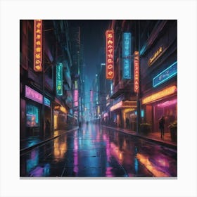 Neon City Street Art Print Canvas Print