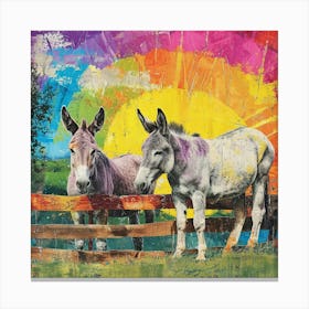Rainbow Donkey Retro Stripe Collage 2 Canvas Print