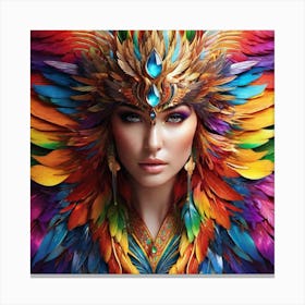 Colorful Feathered Woman Canvas Print