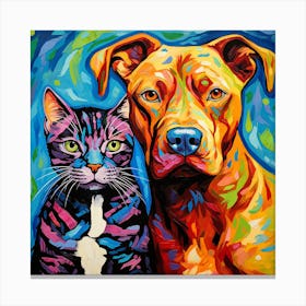 Dog And Cat Painting Canvas Print