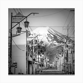 Shimoyoshida Honcho Street With Mount Fuji Japan Canvas Print