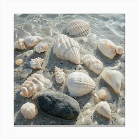 Assortment Of Seashells On Sandy Ocean Floor Canvas Print