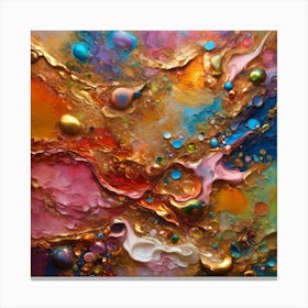 Opulent Symphony: A Kaleidoscope of Color in Oil and Water Abstract Masterpieces well art Canvas Print