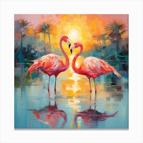 Flamingo Reflections Canvas Print