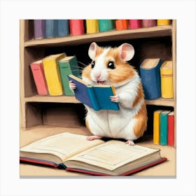 Hamster Reading Book 2 Canvas Print