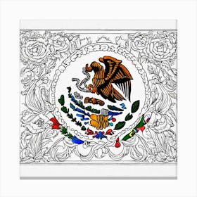 Mexico Flag Coloring Page 4 Canvas Print