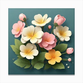 Flowers of Primrose, Vector art 1 Canvas Print