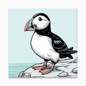 Line Art puffin Canvas Print