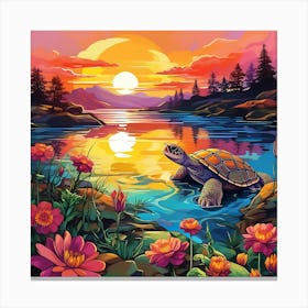 Sunset Turtle Canvas Print