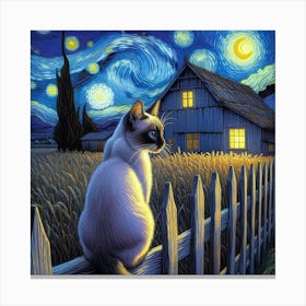 Starry Night Siamese Cat 1 Canvas Print