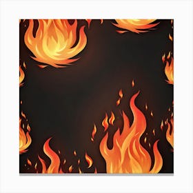 Flames On Black Background 1 Canvas Print