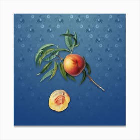 Vintage Peach Botanical on Bahama Blue Pattern n.2405 Canvas Print