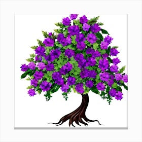 Purple Tree With Purple Flowers Canvas Print