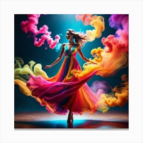 Colorful Girl In A Dress Canvas Print