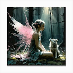 Fairy And Wolf Canvas Print