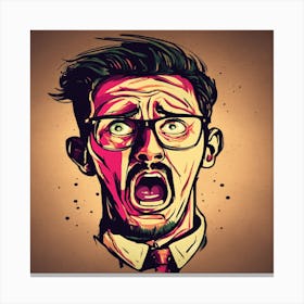 Angry Man With Glasses Canvas Print
