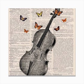Cello With Butterflies Canvas Print